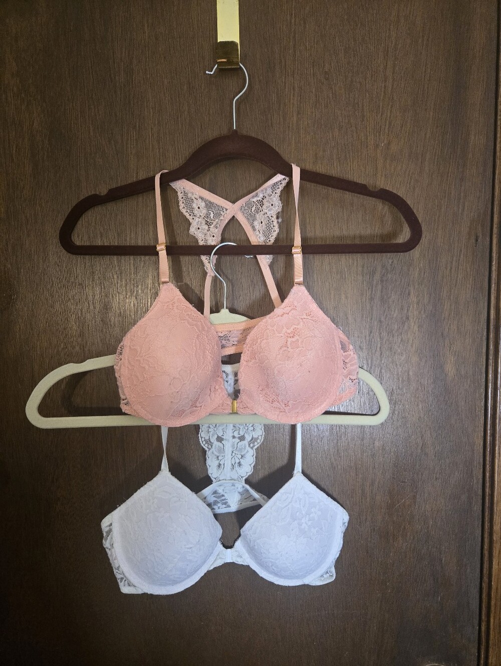 Lace Racerback Push-Up Bra Lot 36B - Pink And White